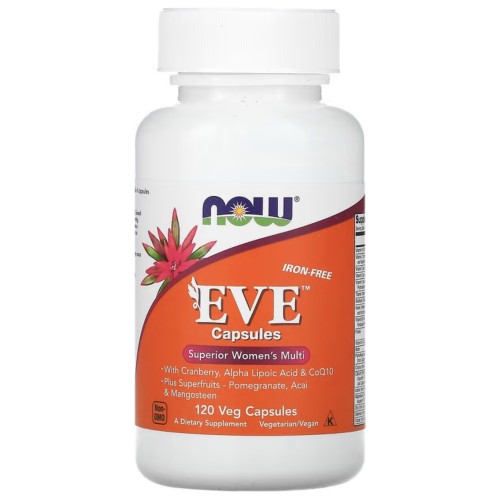 NOW Foods, Eve, эффективные мультивитамины для женщин, без железа, 120 растительных капсул